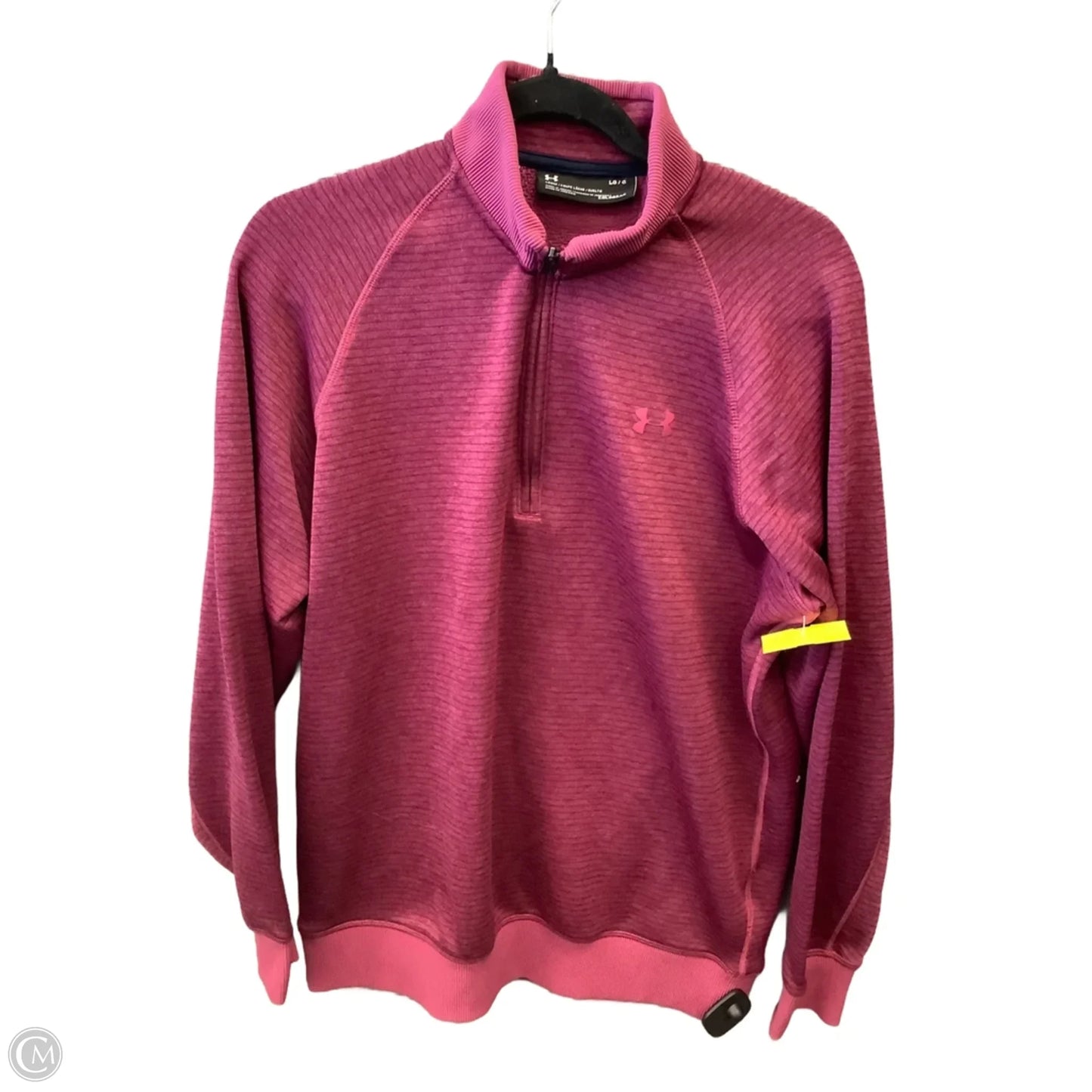 Athletic Top Long Sleeve Collar By Under Armour In Pink, Size: L