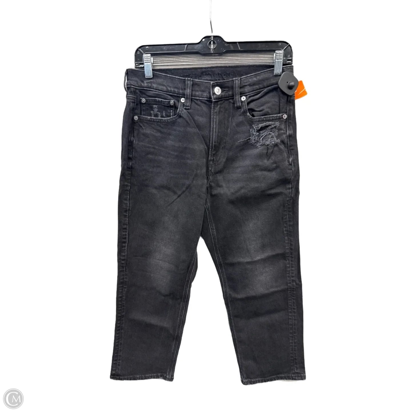 Jeans Cropped By American Eagle In Black Denim, Size: 6
