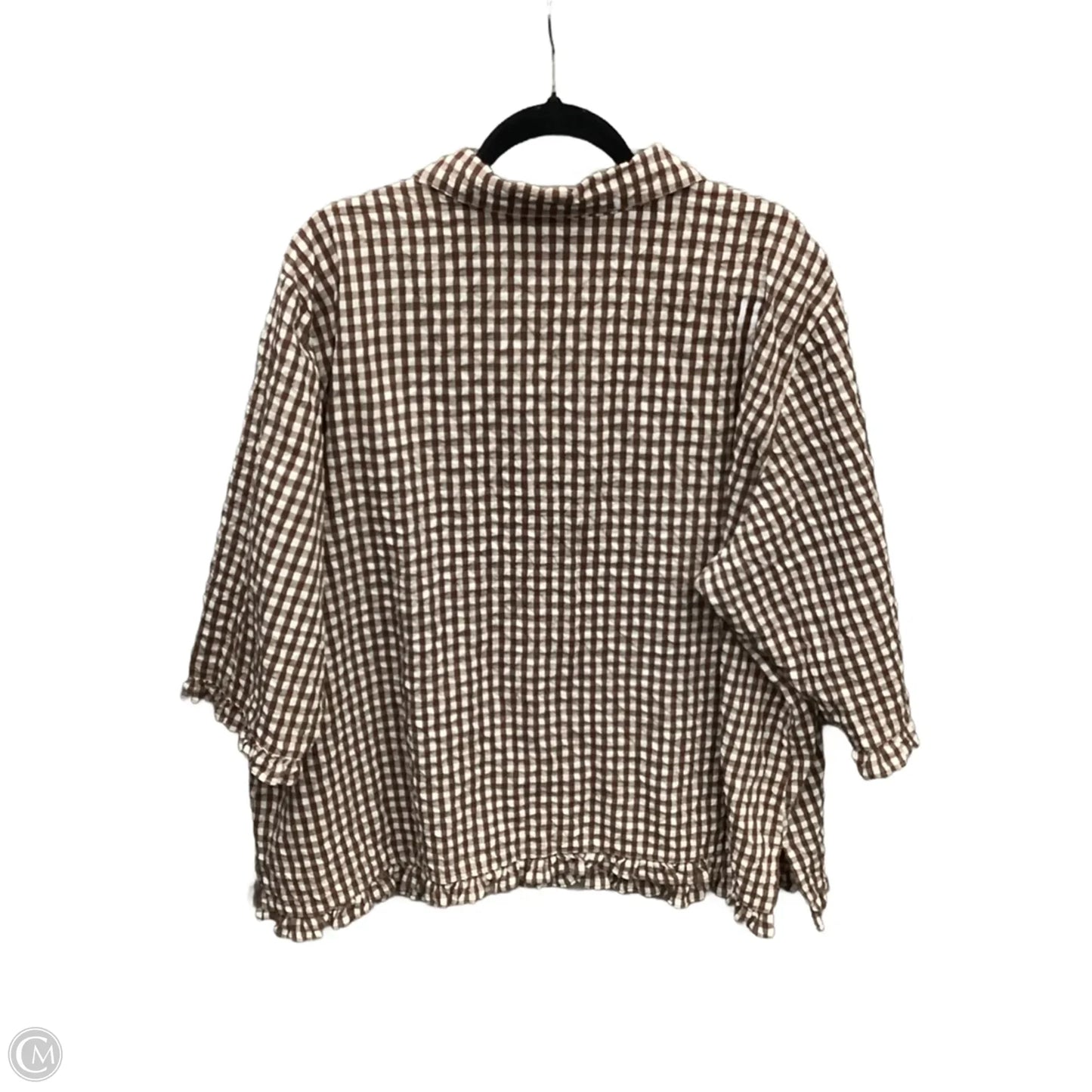 Top Short Sleeve By D&co. In Plaid Pattern, Size: 3x