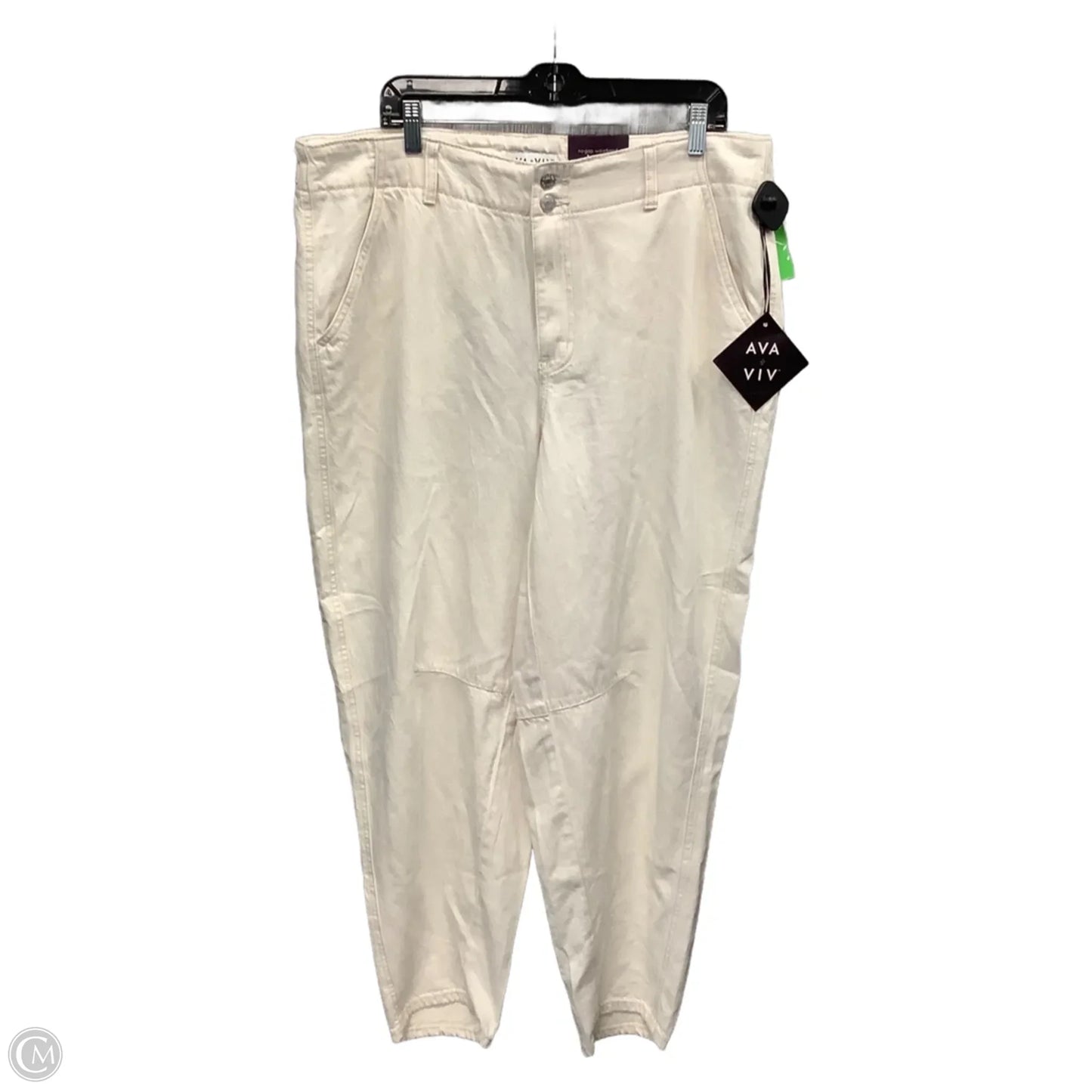 Jeans Skinny By Ava & Viv In Cream, Size: 16