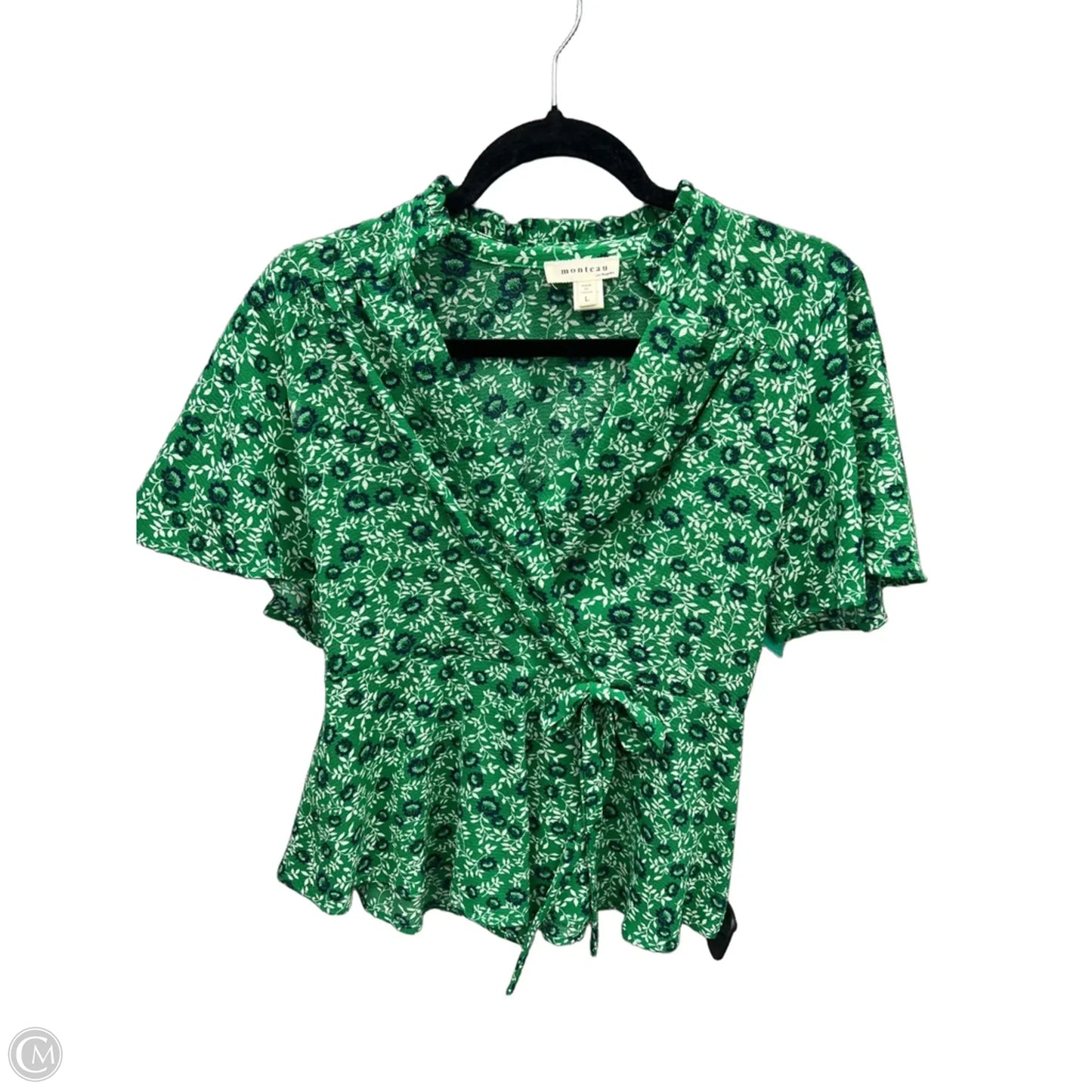 Top Short Sleeve By Monteau In Green, Size: L