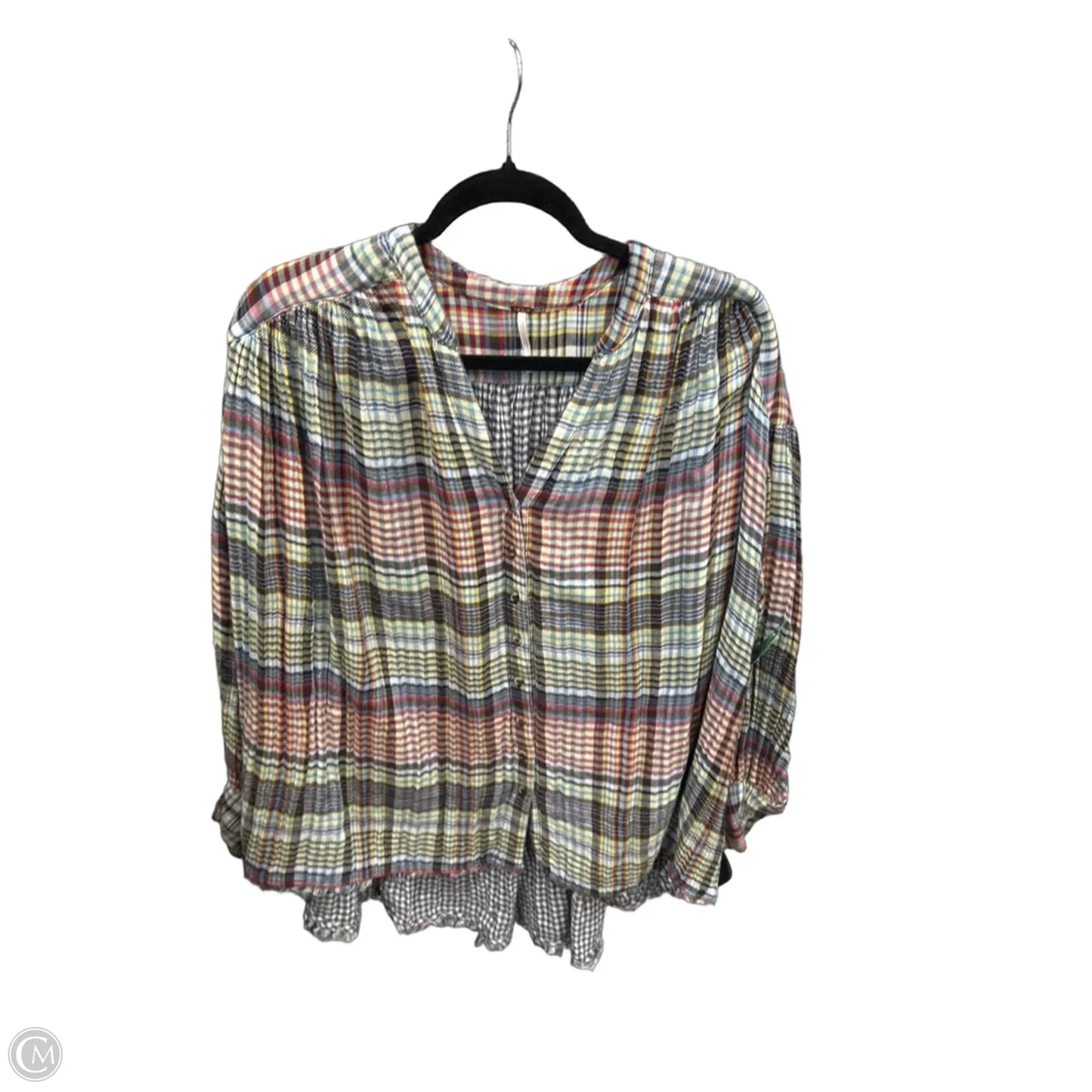 Top Long Sleeve By Free People In Plaid Pattern, Size: Xs