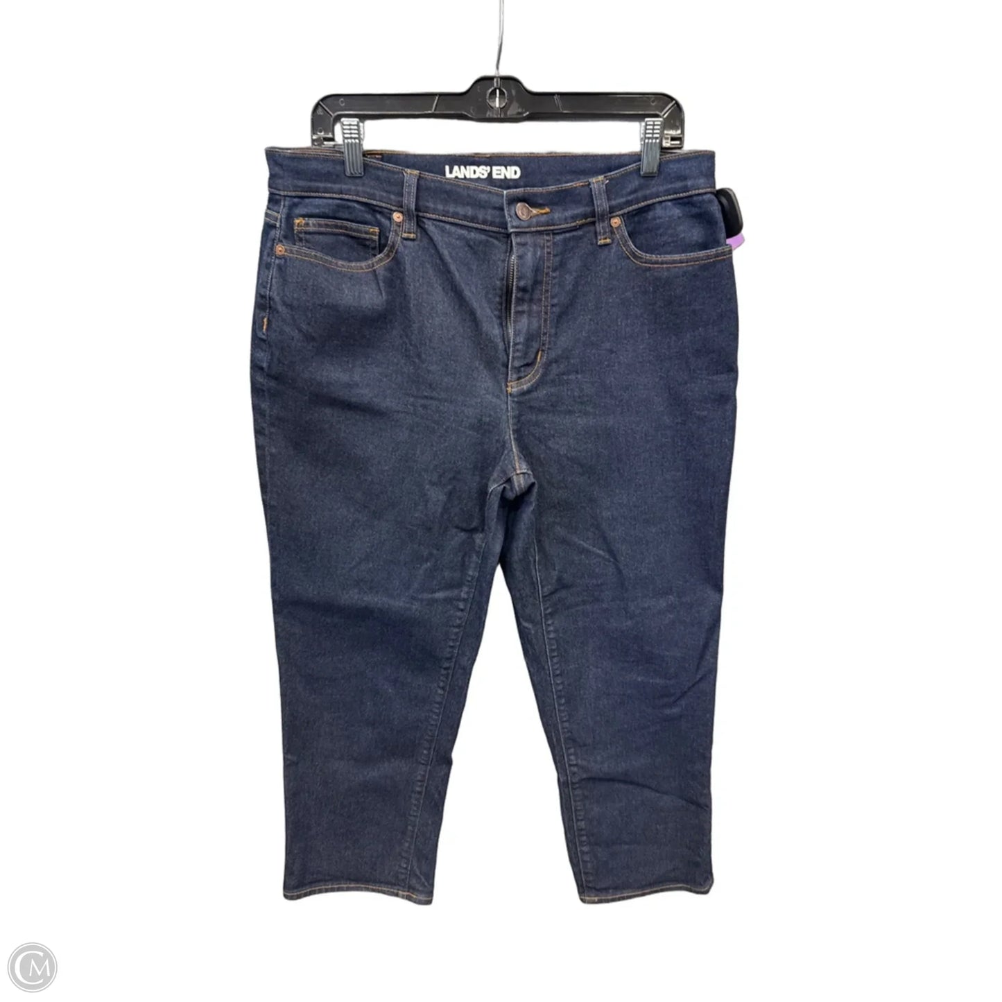 Jeans Straight By Lands End In Blue Denim, Size: 14