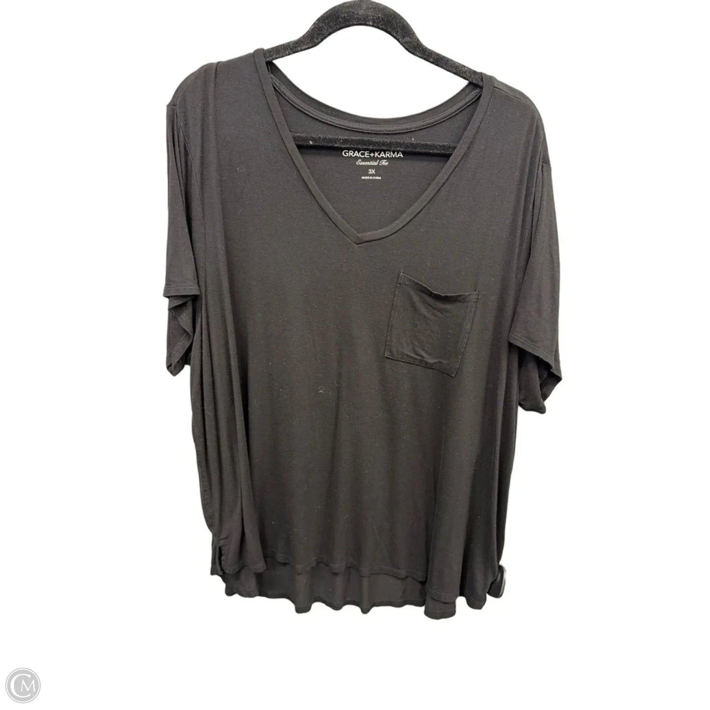 Top Short Sleeve By Grace + Karma In Black, Size: 3x