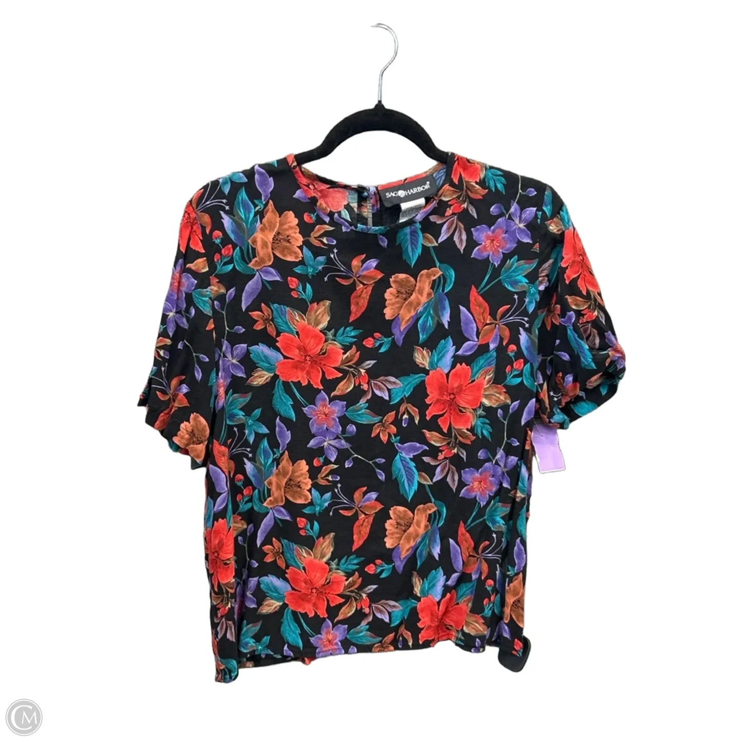 Top Short Sleeve By Sag Harbor In Floral Print, Size: L