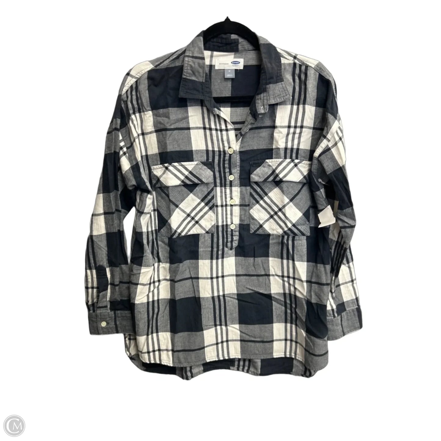 Top Long Sleeve By Old Navy In Plaid Pattern, Size: M