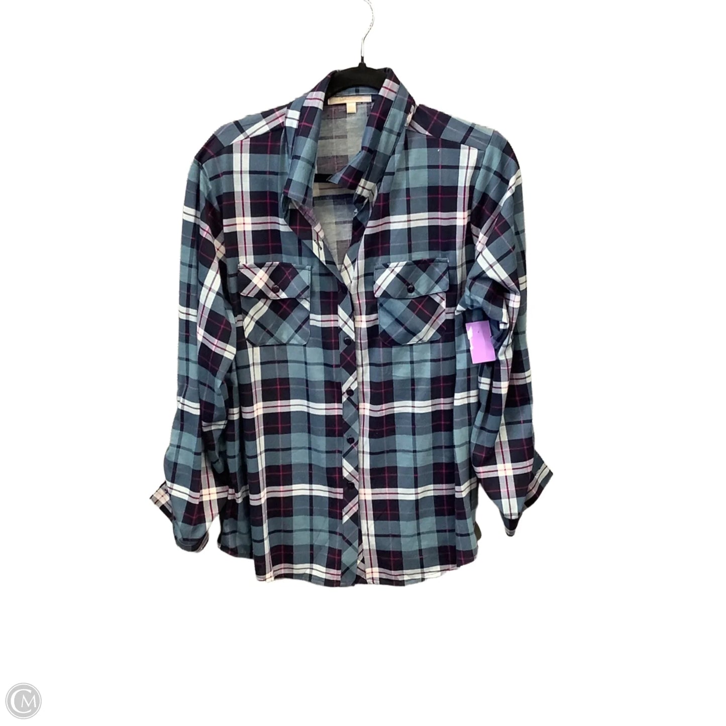 Top Long Sleeve By G Collection In Blue & Pink, Size: 1x