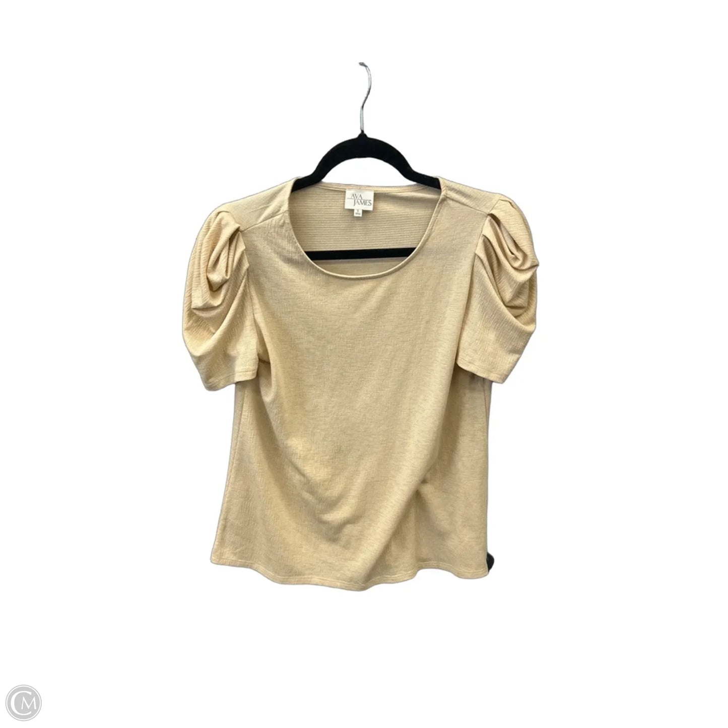 Top Short Sleeve By Ava James In Beige, Size: S