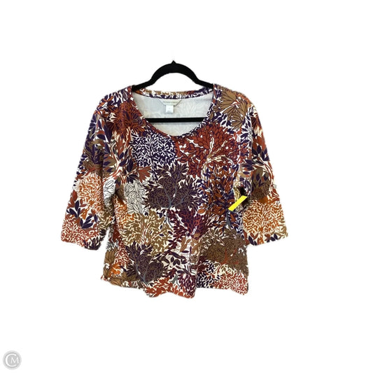 Top 3/4 Sleeve By Christopher And Banks In Floral Print, Size: Xl