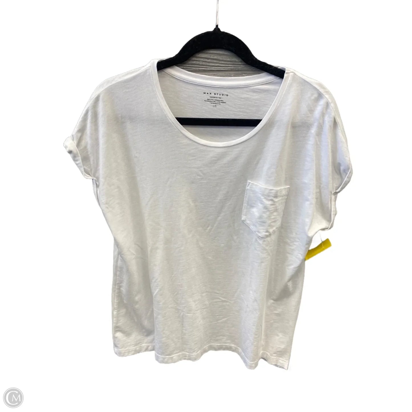 Top Short Sleeve By Max Studio In White, Size: L