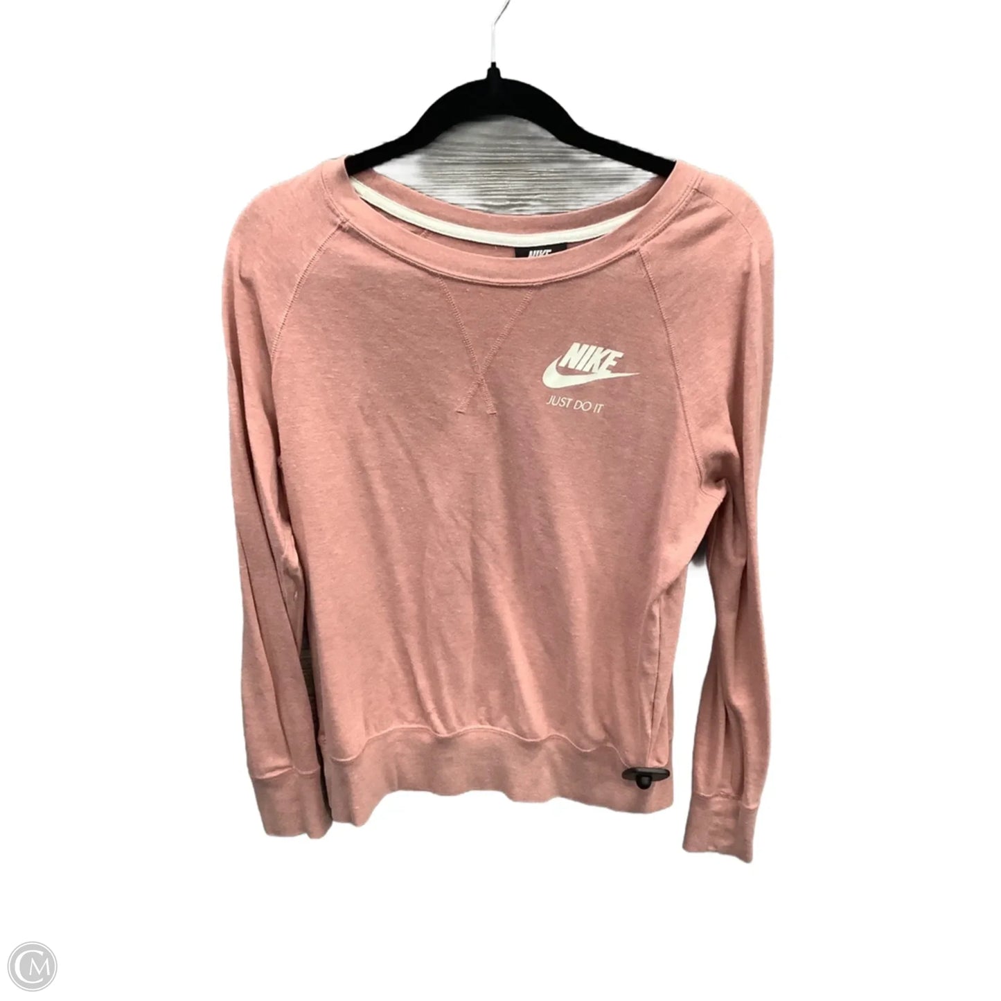 Athletic Top Long Sleeve Collar By Nike In Pink, Size: M