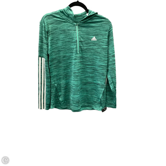 Athletic Top Long Sleeve Collar By Adidas In Green, Size: L