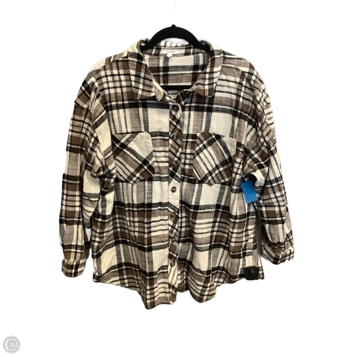 Top Long Sleeve By Maurices In Plaid Pattern, Size: 2x