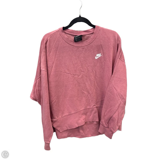 Athletic Top Long Sleeve Collar By Nike Apparel In Pink, Size: L