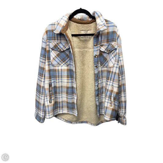 Jacket Faux Fur & Sherpa By Sage In Blue, Size: L