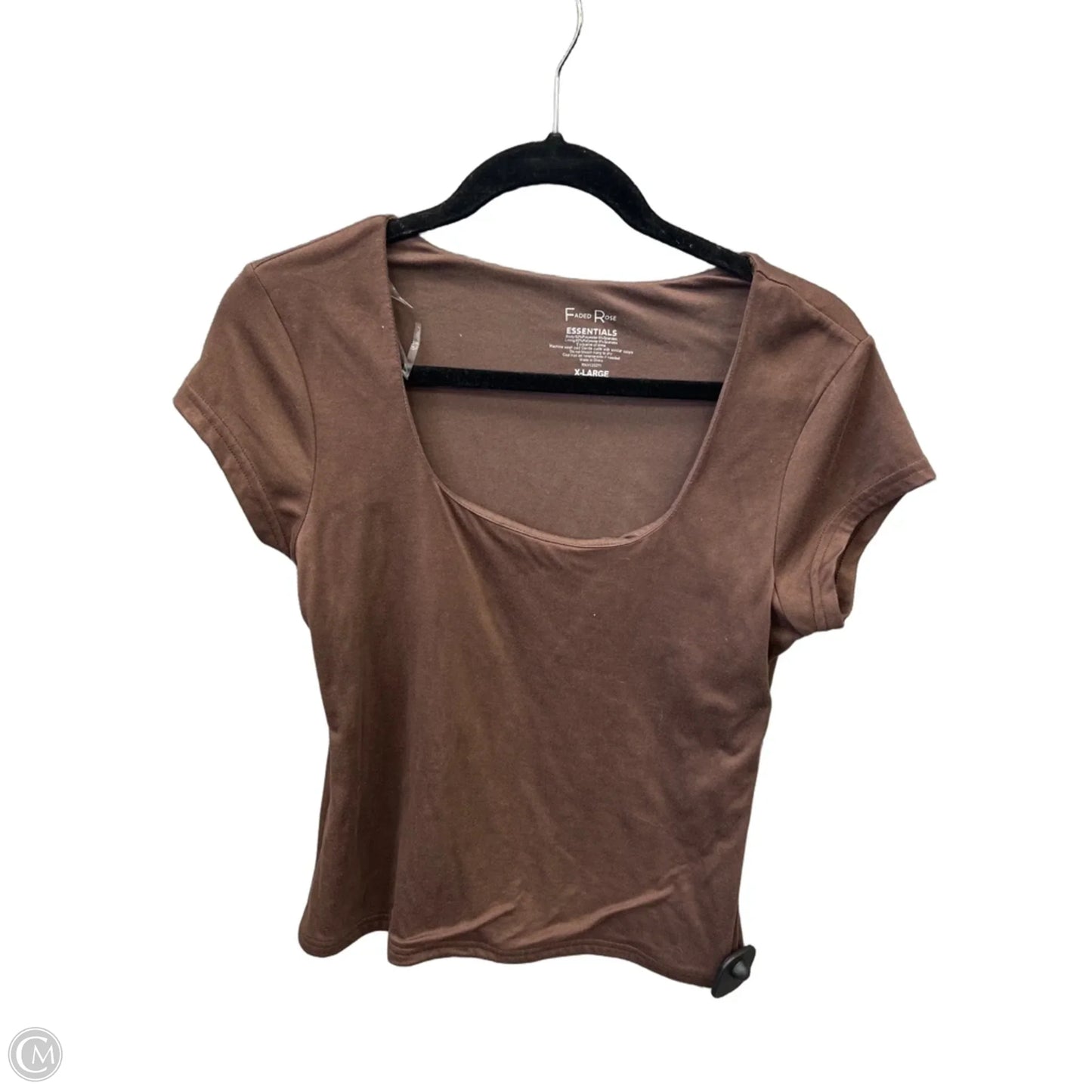Top Short Sleeve By Faded Rose In Brown, Size: Xl