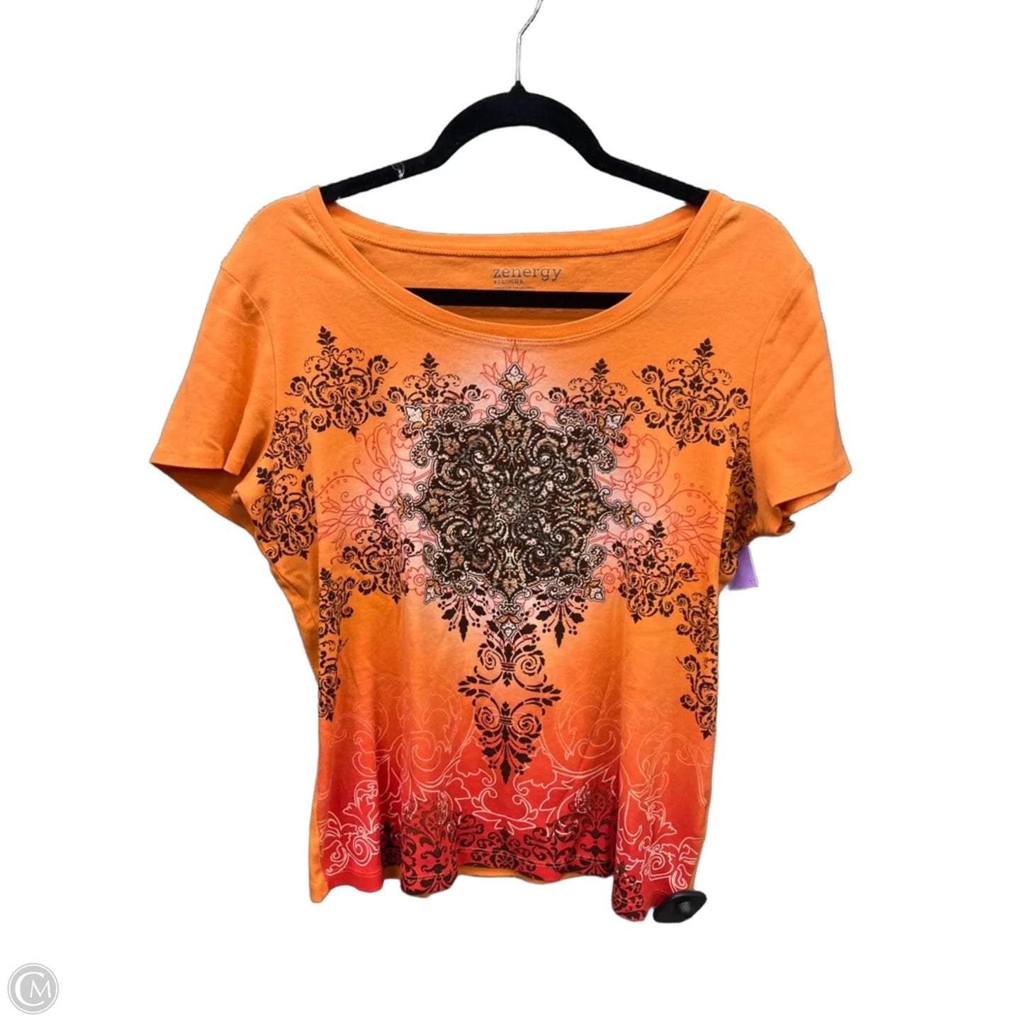 Top Short Sleeve By Zenergy By Chicos In Orange, Size: L