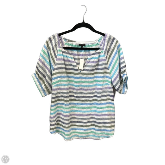 Top Short Sleeve By Talbots In Striped Pattern, Size: L