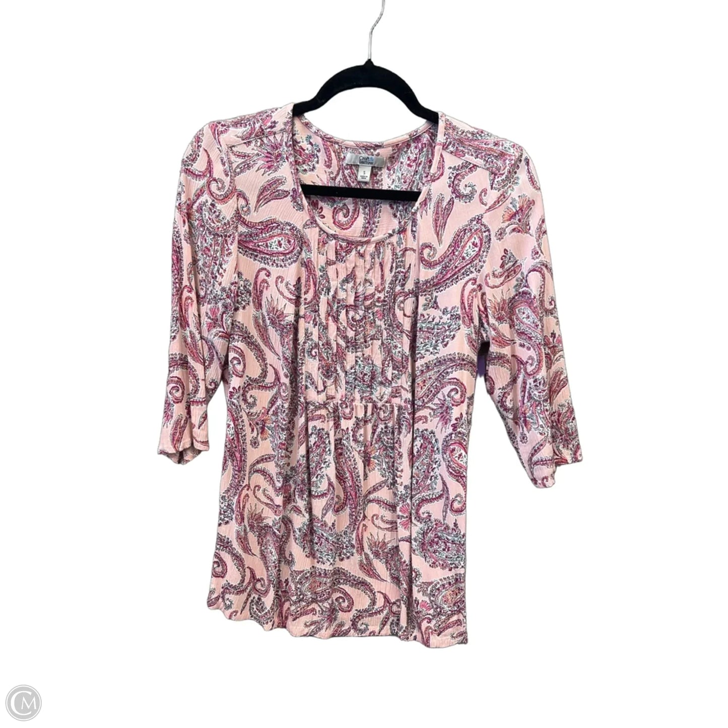 Top 3/4 Sleeve By Croft And Barrow In Pink, Size: S