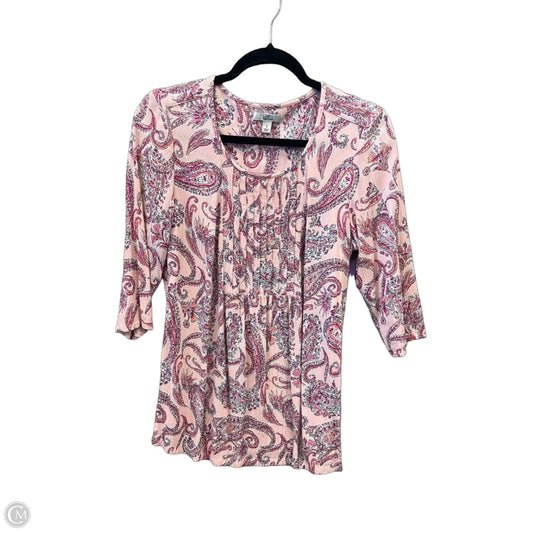 Top 3/4 Sleeve By Croft And Barrow In Pink, Size: S