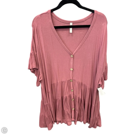 Top Short Sleeve By Emerald In Pink, Size: 2x