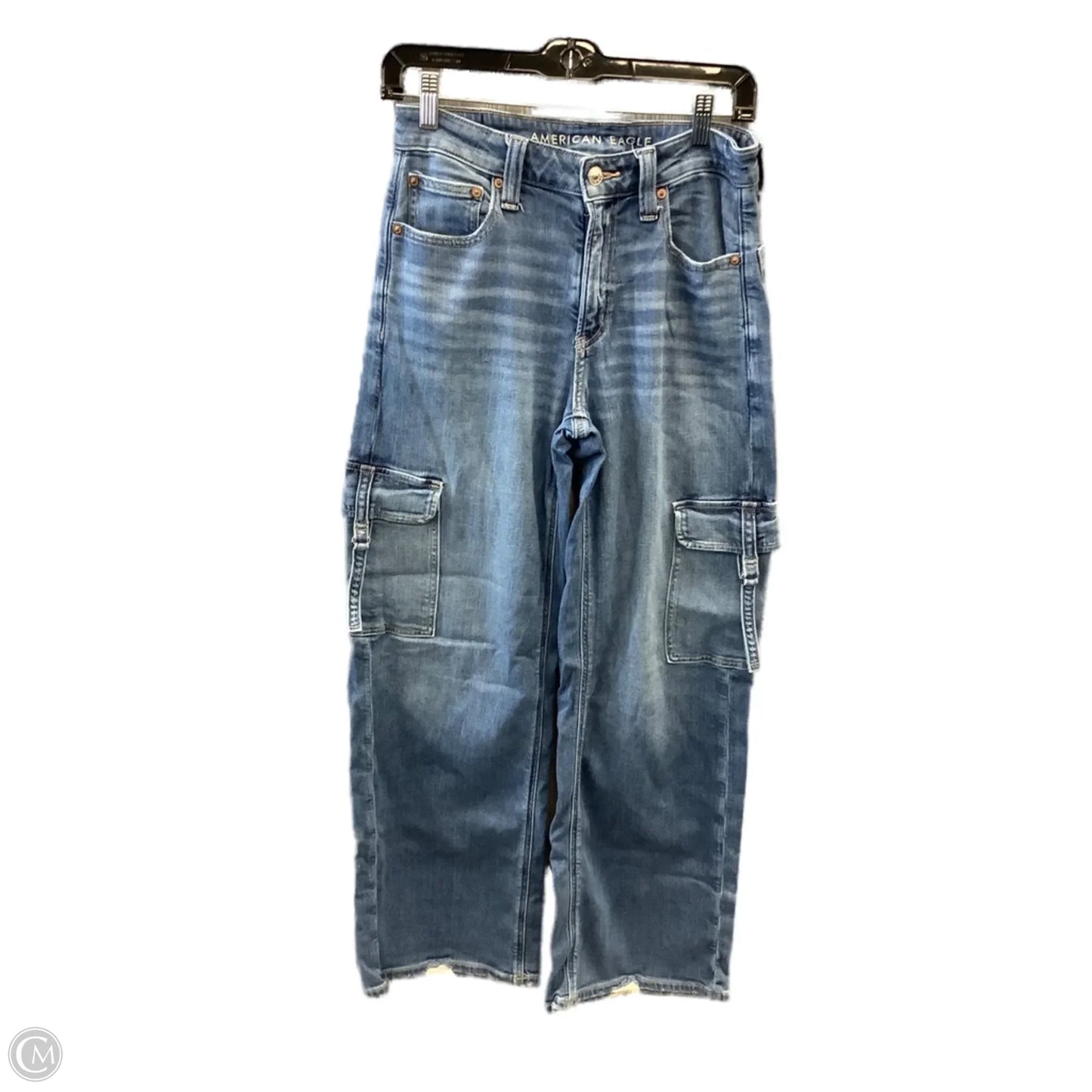 Jeans Straight By American Eagle In Blue Denim, Size: 2