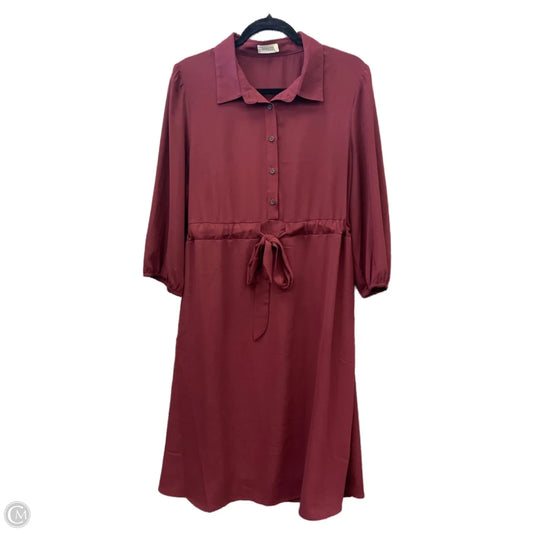 Dress Casual Midi By Roolee In Maroon, Size: Xl