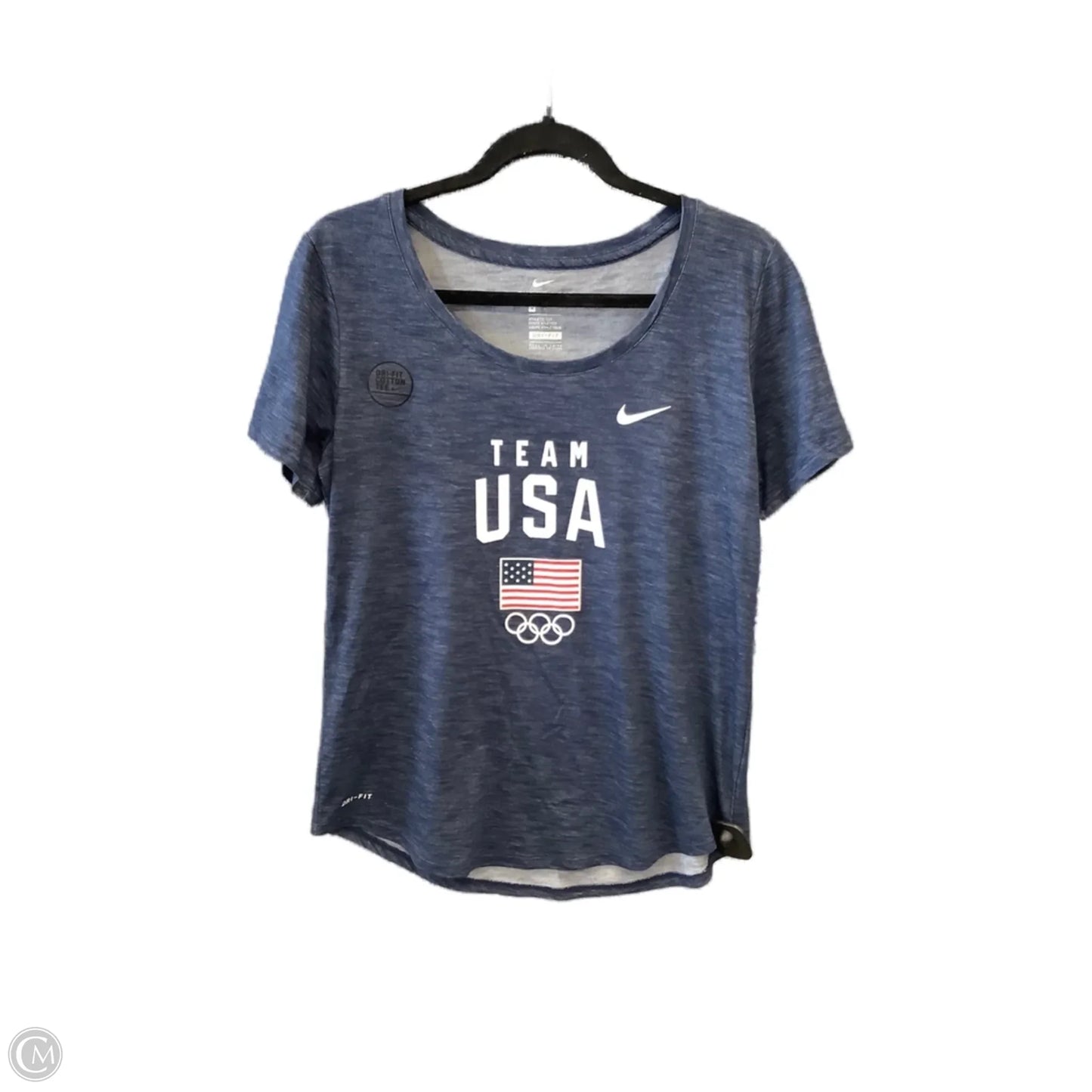 Athletic Top Short Sleeve By Nike In Blue, Size: M