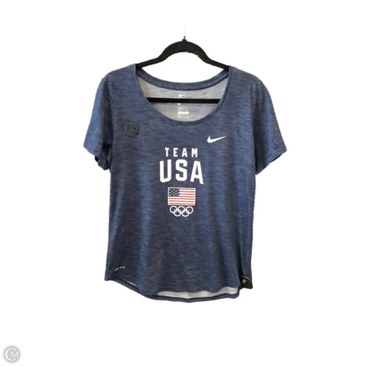 Athletic Top Short Sleeve By Nike In Blue, Size: M