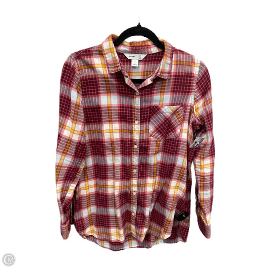 Top Long Sleeve By Old Navy In Plaid Pattern, Size: M