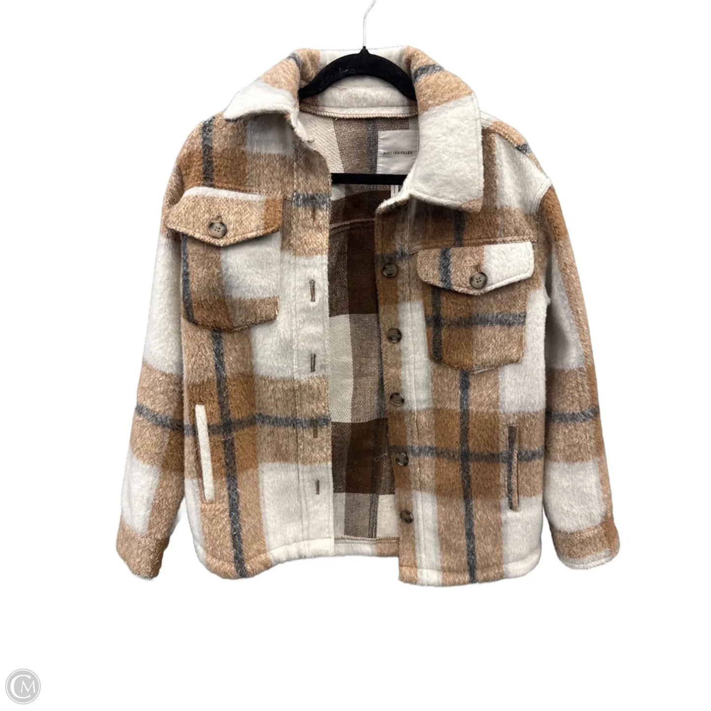 Jacket Fleece By Avec Les Filles In Plaid Pattern, Size: Xs