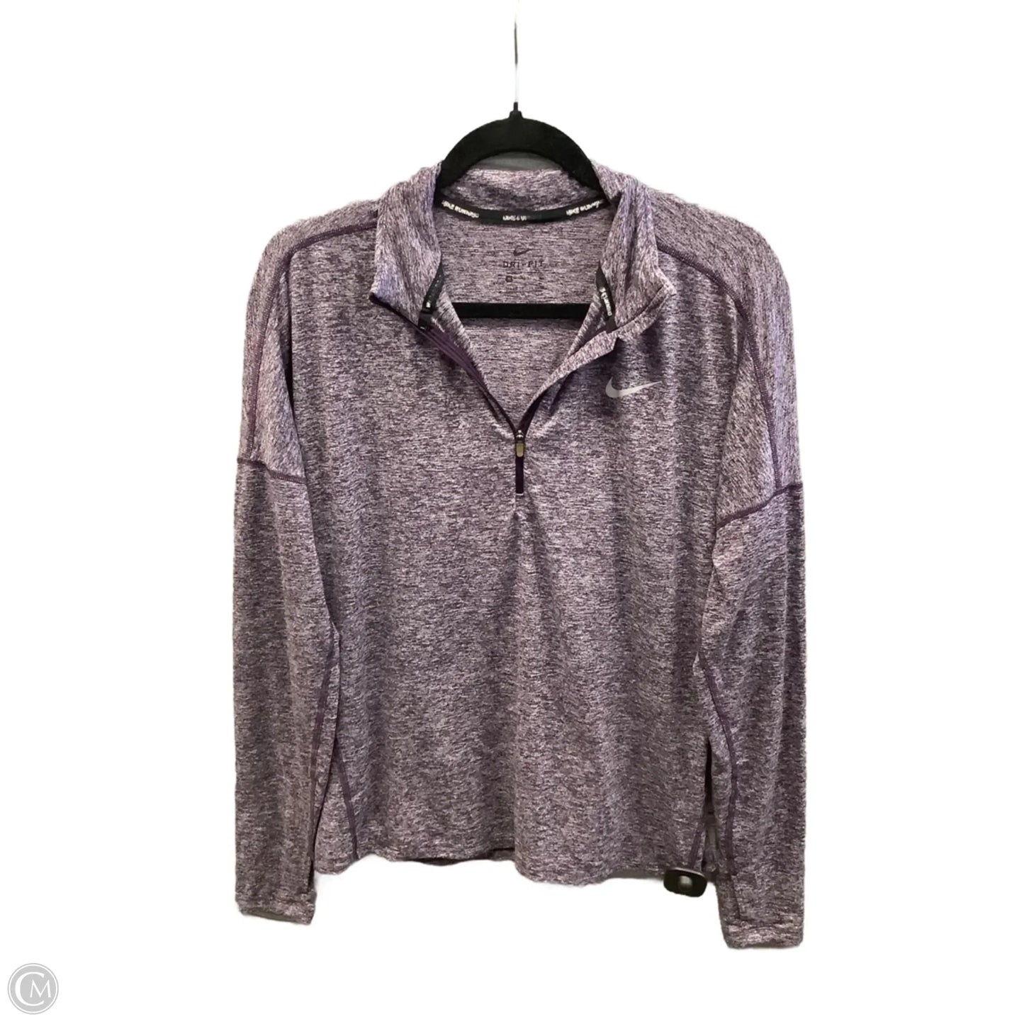 Athletic Top Long Sleeve Collar By Nike In Purple, Size: M