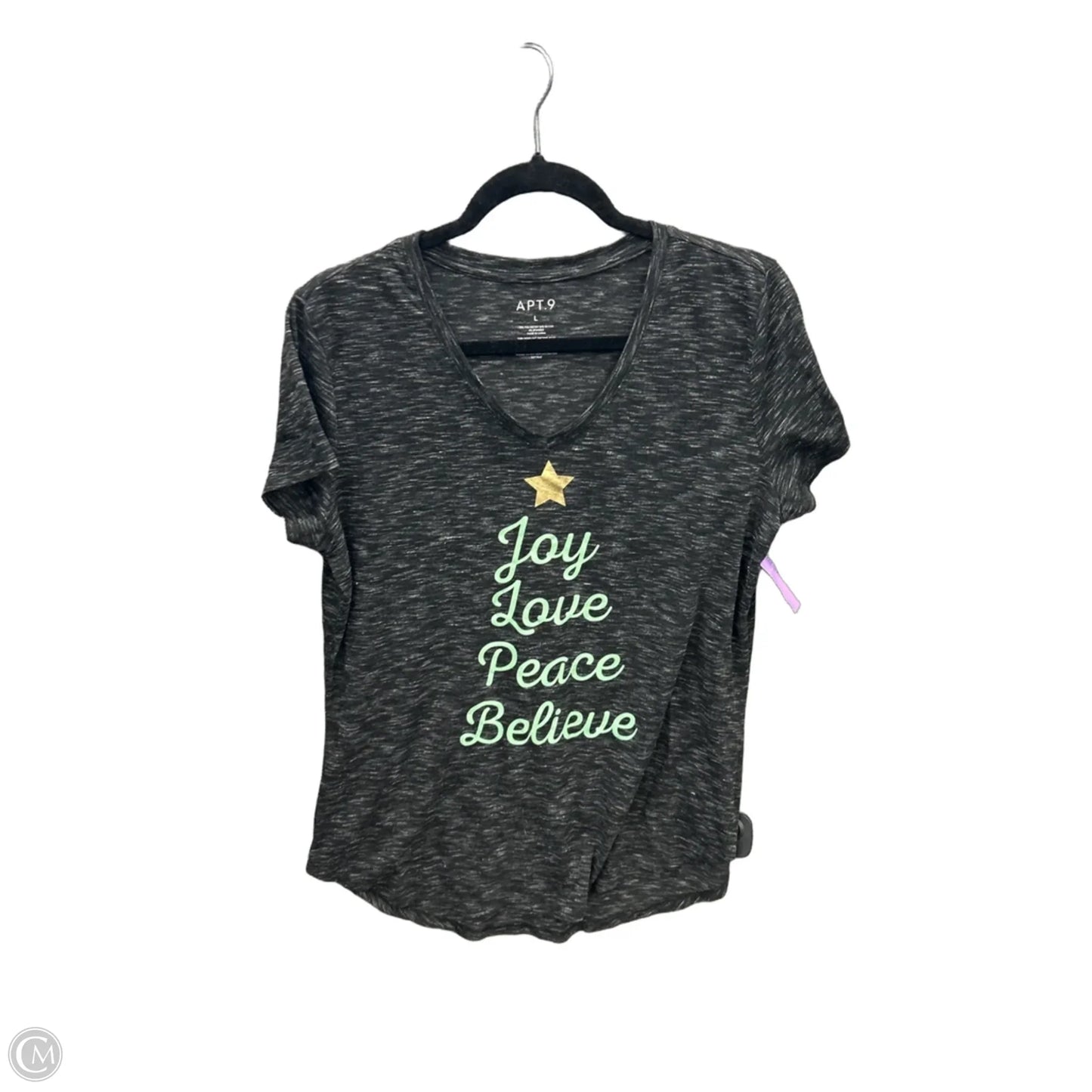 Top Short Sleeve By Apt 9 In Black, Size: L
