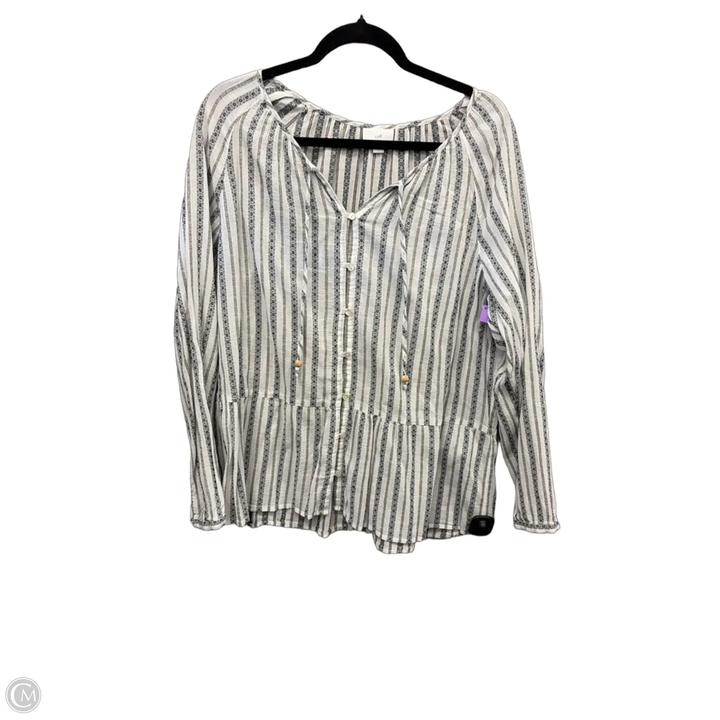 Top Long Sleeve By J. Jill In Striped Pattern, Size: L