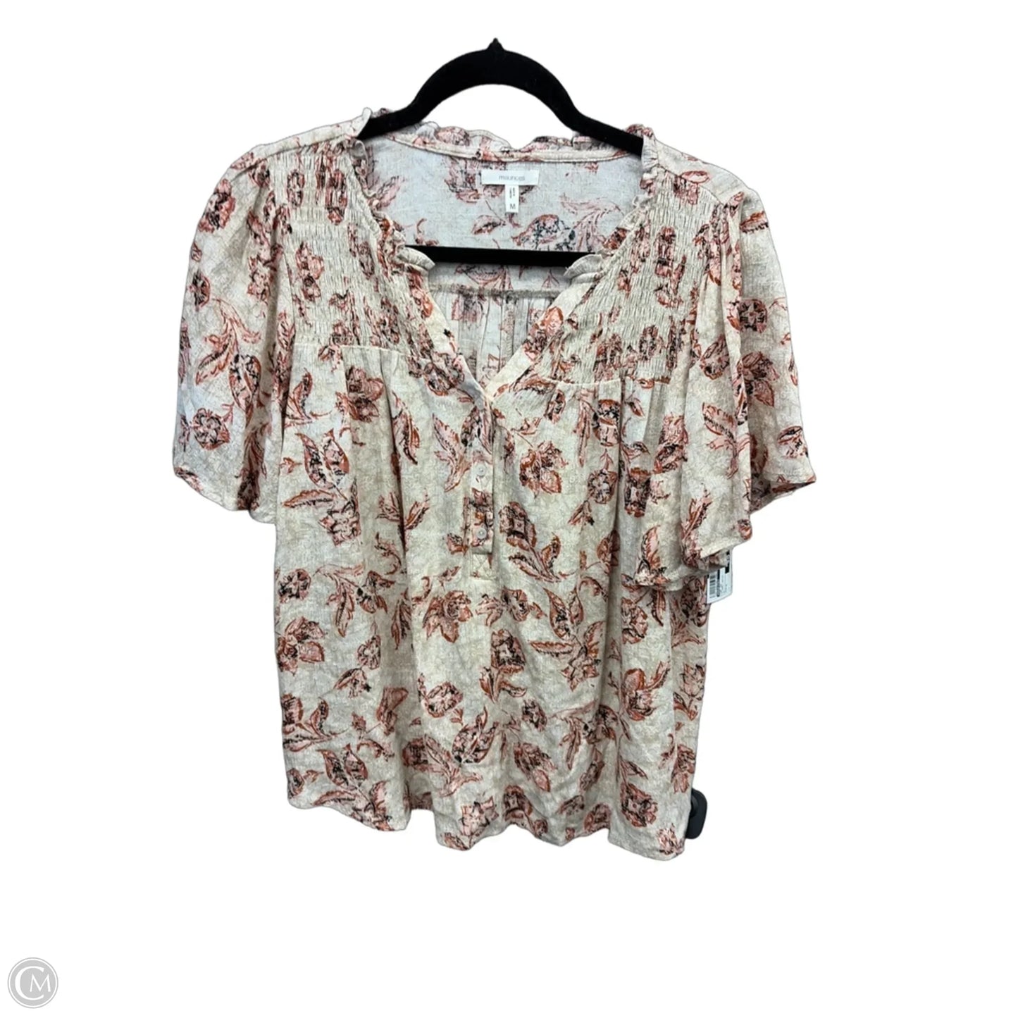 Top Short Sleeve By Maurices In Floral Print, Size: M