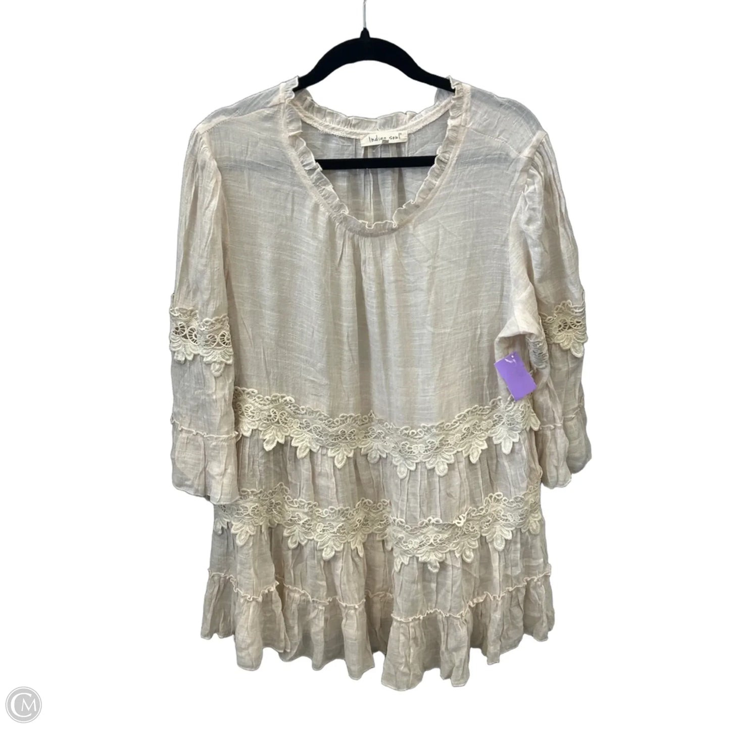 Dress Casual Midi By Indigo Soul In Beige, Size: Xl