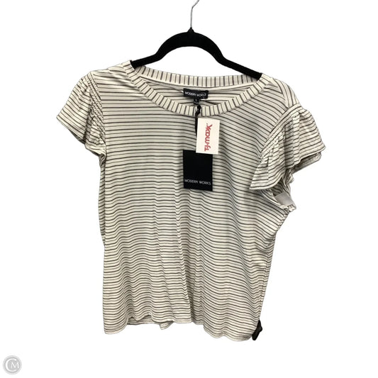 Top Short Sleeve By Modern Works In Striped Pattern, Size: L