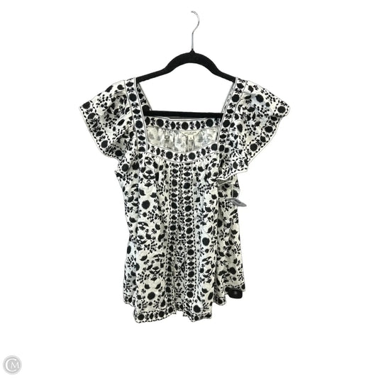 Top Short Sleeve By Max Studio In Black & White, Size: S