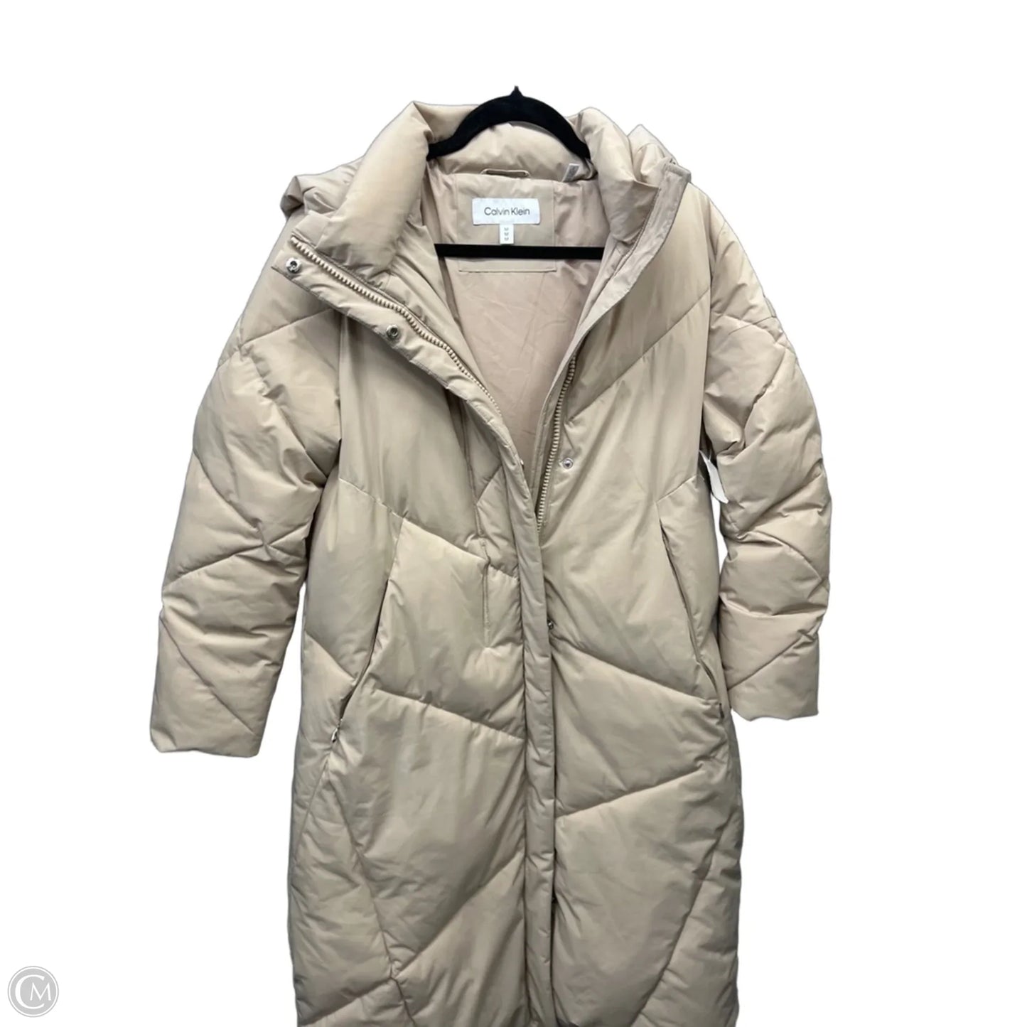 Coat Puffer & Quilted By Calvin Klein In Beige, Size: M