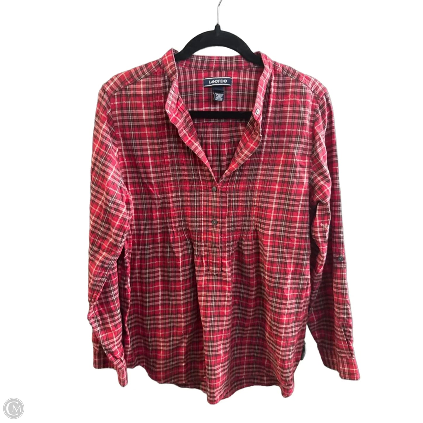 Top Long Sleeve By Lands End In Plaid Pattern, Size: L