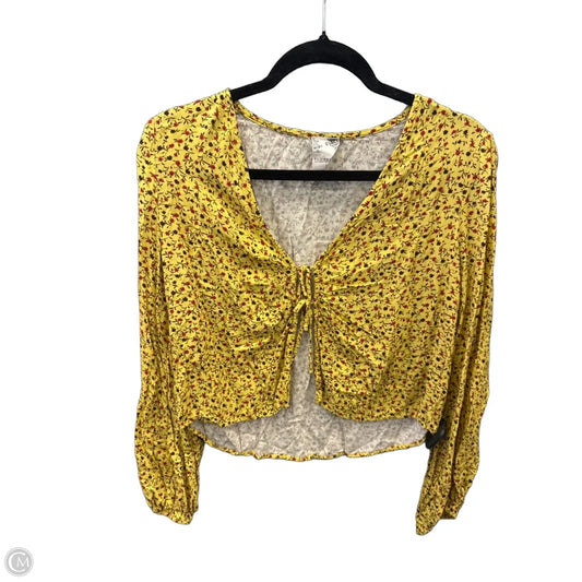 Top Long Sleeve By Blu Pepper In Yellow, Size: L
