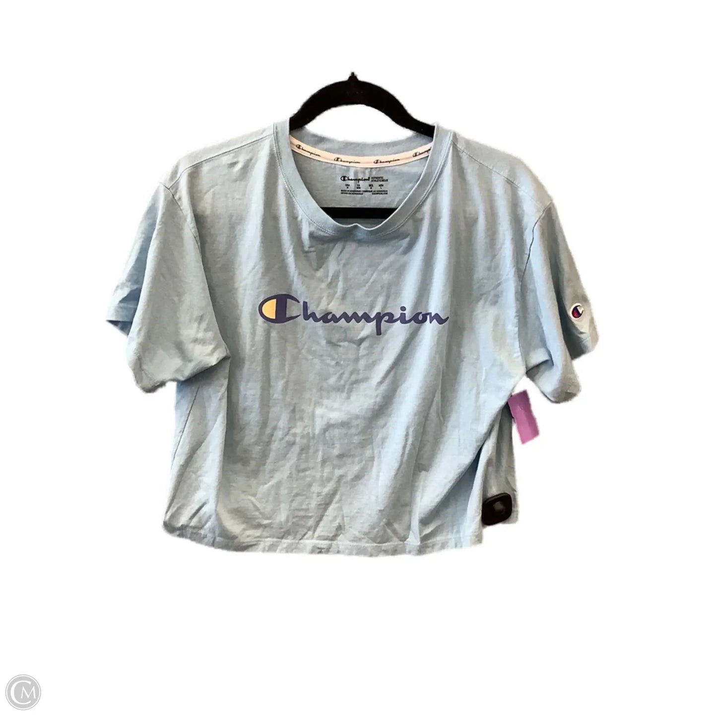 Athletic Top Short Sleeve By Champion In Blue, Size: M