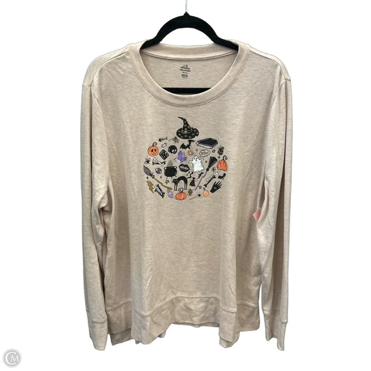 Top Long Sleeve By Clothes Mentor In Beige, Size: Xxl