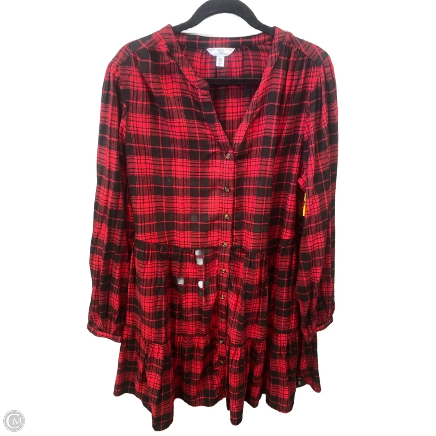 Dress Casual Midi By Time And Tru In Black & Red, Size: Xxl