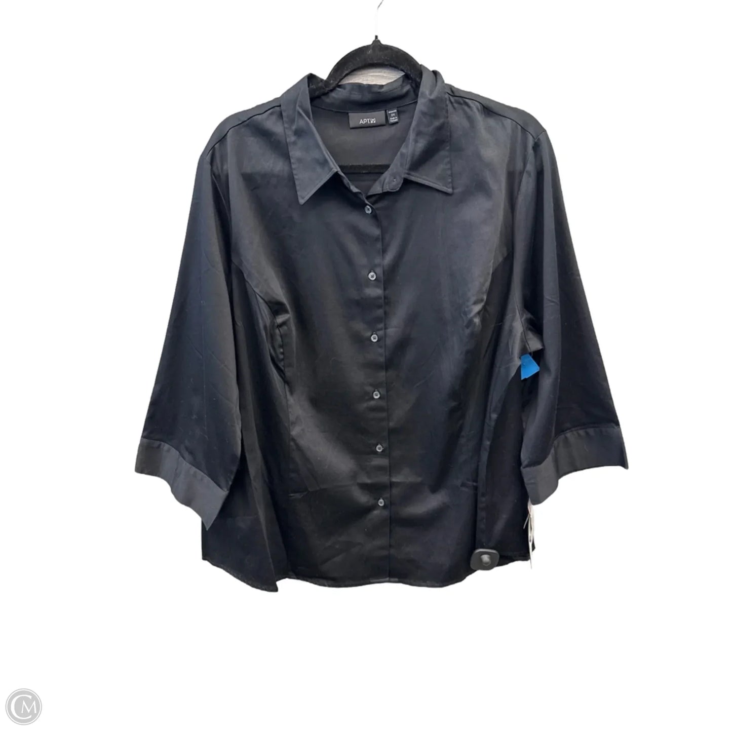 Top Long Sleeve By Apt 9 In Black, Size: 2x