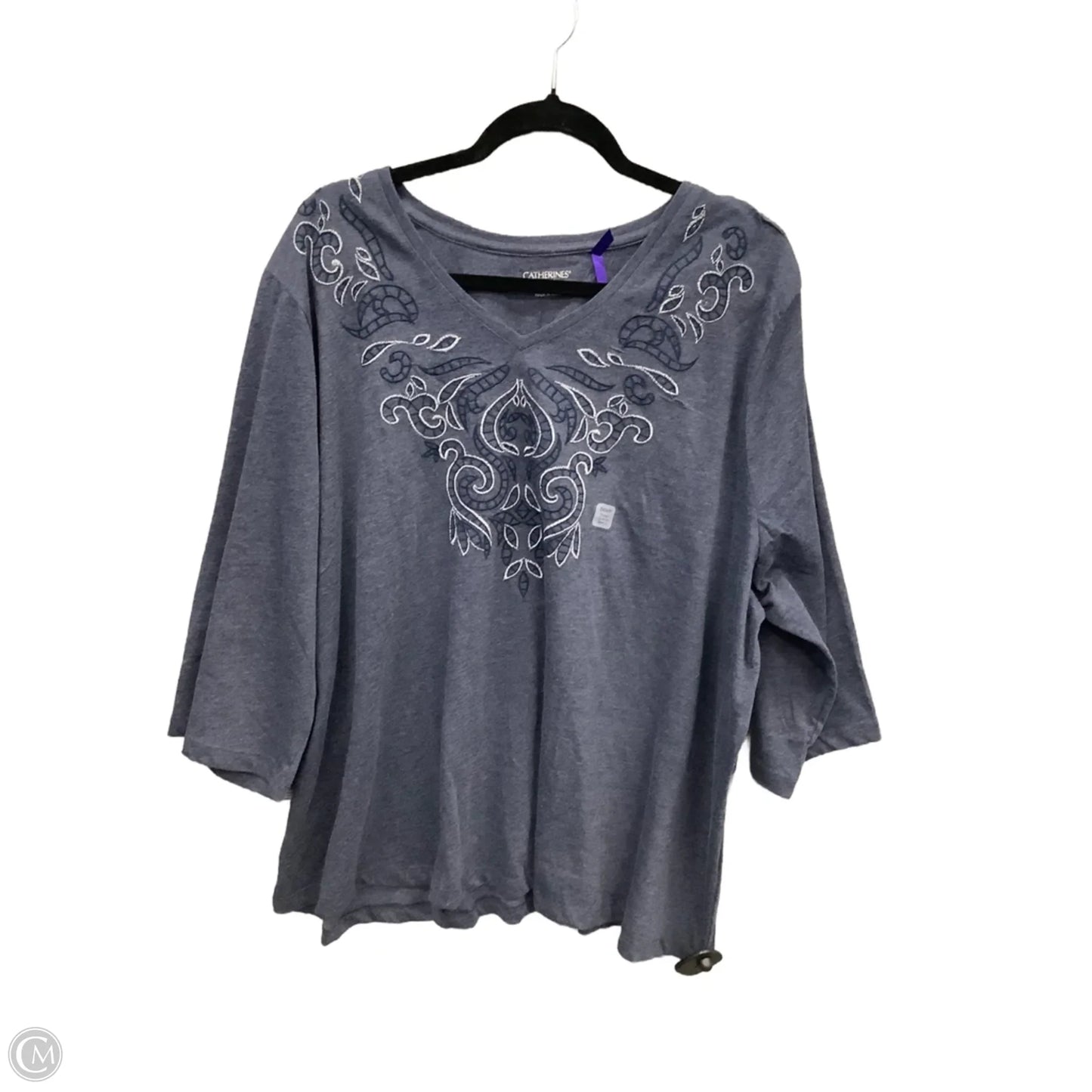 Top 3/4 Sleeve By Catherines In Blue, Size: 3x