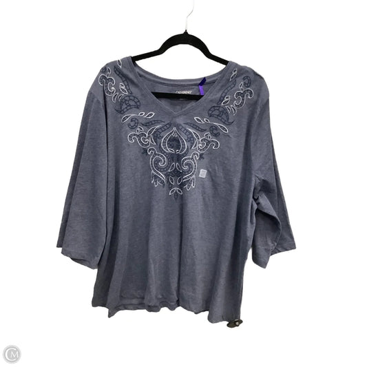 Top 3/4 Sleeve By Catherines In Blue, Size: 3x