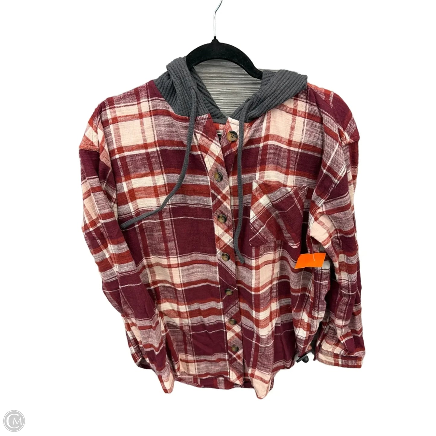Top Long Sleeve By Maurices In Plaid Pattern, Size: M