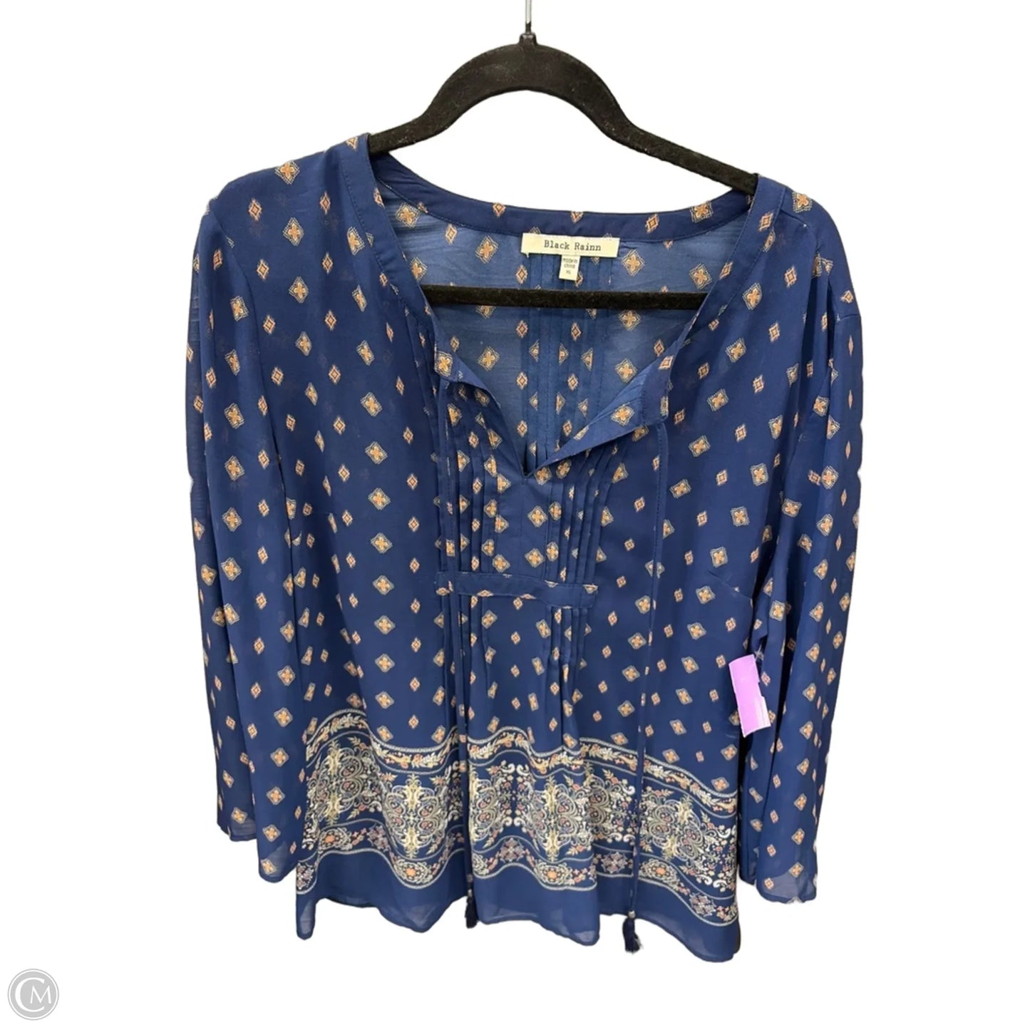 Blouse Long Sleeve By Black Rainn In Blue, Size: Xl
