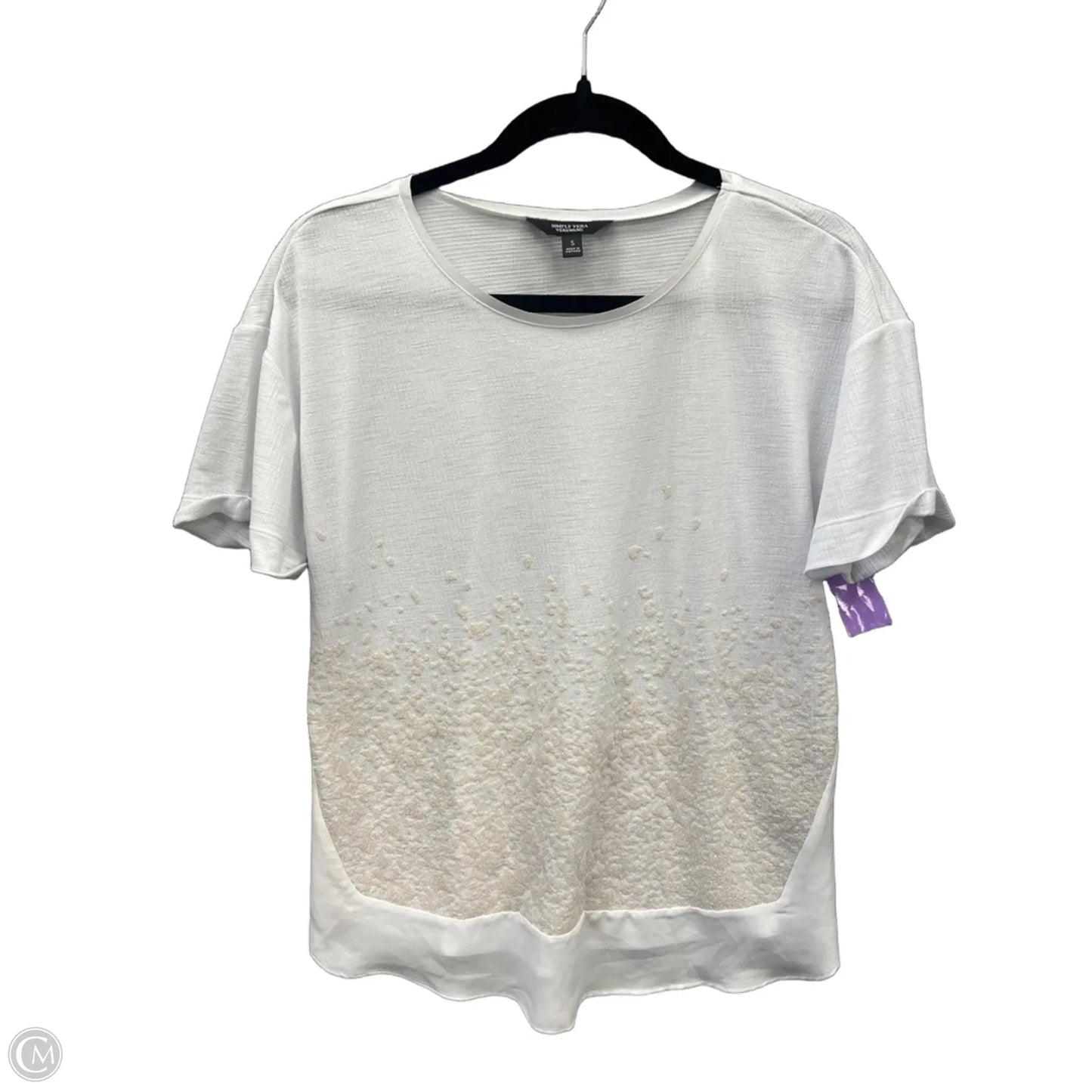 Top Short Sleeve By Simply Vera In White, Size: S